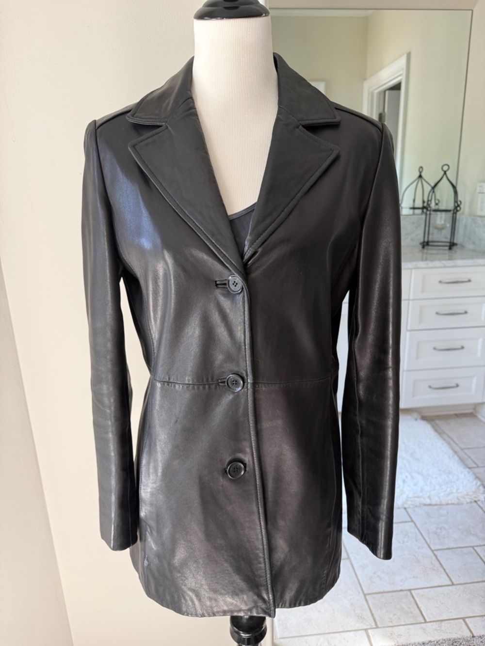 Vintage Marc New York Black Leather Blazer Jacket, Small, VGUC - Picture 3 of 10